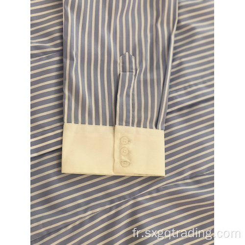 Chemise contrastante à manches longues et rayures teintes en fil pour femme